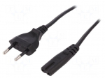 Cable | CEE 7/16 (C) plug,IEC C7 female | 1.8m | Sockets: 1 | black