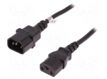 Cable | IEC C13 female,IEC C14 male | 5m | black | 3x1mm2 | 10A | 250V
