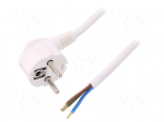 Cable | SCHUKO plug,CEE 7/7 (E/F) plug angled,wires | 1.5m | white
