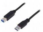 Cable | USB 3.0 | USB A plug,USB B plug | nickel plated | 2m | black
