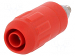 Socket | 4mm banana | 20A | red | screw | insulated