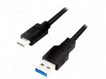 Cable | USB 3.0 | USB A plug,USB C plug | 1.5m | black