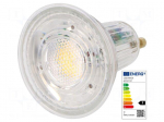 LED lamp | white warm | GU10 | 230VAC | 575lm | P: 6.9W | 60&deg; | 3000K