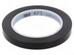 Tape: marking | black | L: 33m | W: 12mm | Thk: 0.13mm | 2.5N/cm | 130%