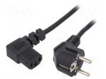 Cable | 3x1mm2 | PVC | 5m | black | 10A | 250V | Type: UNI-Schuko plug