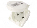 Connector: AC supply | socket | 2P+PE | 250VAC | 16A | white | PIN: 3 | IP54