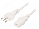 Cable | 3x1mm2 | CEI 23-50 (L) plug,IEC C13 female | PVC | 5m | white