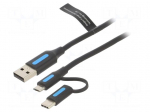 Cable | USB 2.0 | USB A plug,USB B micro plug,USB C plug | 1.5m