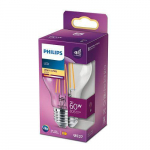 PHILIPS LED stikla 60W A60 E27 Silti balta 2700K caurspīdīga spuldze 8718699777579 929001387395