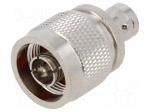 Adapter | BNC female,N male | Insulation: PTFE | 50&Omega; | brass | 4GHz