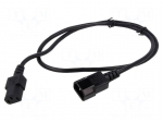 Cable | 3x18AWG | IEC C13 female,IEC C14 male | PVC | 1m | black | 10A