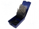 Drill set | for metal | high speed steel | plastic cassette | 25pcs.