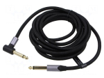 Cable | Jack 6,35mm plug,Jack 6.35mm angled plug | 3m | black