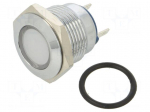 Indicator: LED | flat | white | 24VDC | 24VAC | &Oslash;16mm | connectors | brass