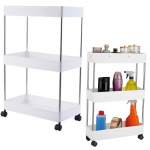 Furniture sections and sets // Kontorim&ouml;&ouml;bel // Regał Mobilny 3 P&oacute;łki Biały na K&oacute;łkach