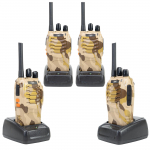PNI PMR R40 Camo 0.5W portable radio station package, 16 channels, ASQ, TOT, monitor, programmable, 1200mAh Li-Ion batteries, chargers and headphones included, set of 4 pcs
