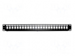 Patch panel | black | Number of ports: 24 | RJ45 socket x24 | RACK