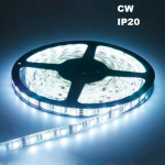 LED Lenta 5m CW IP20 DC12V  60LED/m  4.8W 520Lm/m (auksti baltā) 8mm (20)
