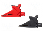 Crocodile clip | 30A | 1.5kVDC | red and black | Socket size: 4mm