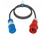 Extension lead | 3G2.5mm2 | 1.5m | rubber | black | Sockets no: 1 | 16A