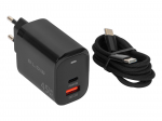 Mobiiltelefonid ja tarvikud // USB seinalaadijad // 76-033# Ładowarka sieciowa gniazdo usb + usb-c pd 45w + kabel