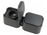 Connector: AC supply | socket | 2P+PE | 250VAC | 16A | grey | wall mount