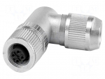 Connector: M12 | plug | PIN: 5 | 48V | angled | IP65 | push-lock | B code | 4A