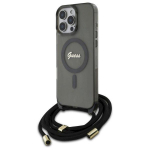 Guess GUHMP16LHCTSGNSK Hardcase Crossbody Cord Script MagSafe for iPhone 16 Pro 6.3" / black