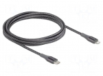 Cable | USB 2.0 | Apple Lightning plug,USB C plug | 2m | grey | Cu