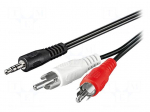 Cable | RCA plug x2,Jack 3.5mm 3pin plug | 10m | black