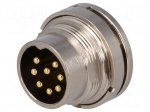 Connector: M16 | socket | male | soldering | PIN: 8 | 5A | 60V | straight