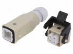Connector: HDC | male + female | C146 | PIN: 4 | 3+PE | size A3 | straight