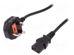 Cable | BS 1363 (G) plug,IEC C13 female | 1.8m | black | 3x0,75mm2