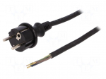 Cable | SCHUKO plug,CEE 7/7 (E/F) plug,wires | 10m | black | rubber