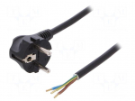 Cable | SCHUKO plug,CEE 7/7 (E/F) plug angled,wires | 3m | black