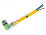 Connection lead | M8 | PIN: 3 | angled | 7.5m | plug | 30VAC | 4A | -40&divide;80&deg;C
