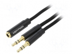 Cable | Jack 3.5mm 3pin plug x2,Jack 3.5mm 4pin socket | 1m