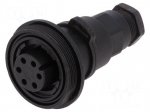 Connector: circular | plug | female | PIN: 6 | 5A | 250V | IP68 | UL94V-0