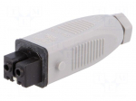 Connector: rectangular | ST | plug | female | PIN: 2 | tinned | IP54 | 16A