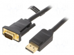 Cable | D-Sub 15pin HD plug,DisplayPort plug | 2m | black | 30AWG