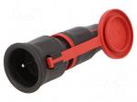 Connector: AC supply | female | socket | 2P+PE | 250VAC | 16A | black