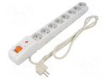 Plug socket strip: protective | Sockets: 8 | 230VAC | 10A | grey