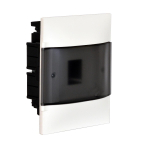 LEGRAND 1X4M FLUSH CABINET SMOKED DOOR E+N TERMINAL BLOCK FOR MASONRY WALL
