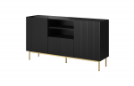 PAFOS chest of drawers on golden steel frame 150x40x90 cm matte black