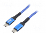 Cable | USB 2.0 | USB C plug,both sides | nickel plated | 0.5m | blue