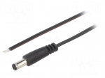 Cable | 2x0.35mm2 | wires,DC 5,5/2,1 plug | straight | black | 1.5m