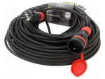 Extension lead | 3x1.5mm2 | 40m | rubber | black | Sockets no: 1 | 16A