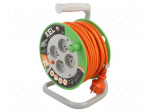 Extension lead | 3x1mm2 | 20m | PVC | orange | Sockets no: 4 | reel | 10A