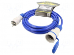 Extension lead | 3x2.5mm2 | 5m | PUR | blue | Sockets no: 1 | 16A