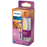 PHILIPS LED stikla 40W B35 E14 caurspīdīga Warm Glow dimmējama CRI90 spuldze 8719514324213 929003012201